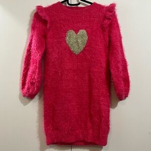 Cat & Jack Pink Fuzzy Sweater with Heart